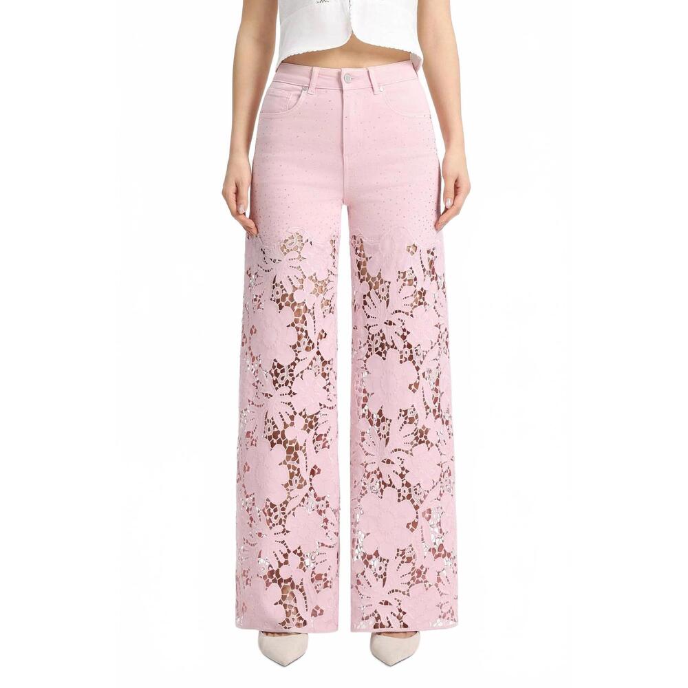 NEW BAYEAS flora high rise wide leg jeans in lavender pink - Picture 2 of 7